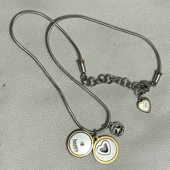 Brighton B Happy Peace Heart Necklace Two-tone Gold & Silver Plated 20"L - Picture 11 of 11